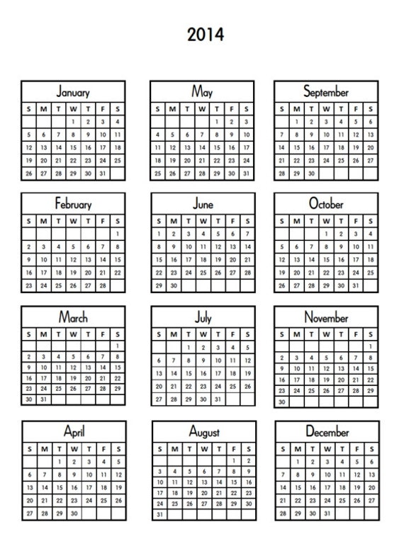 print mini calendar
