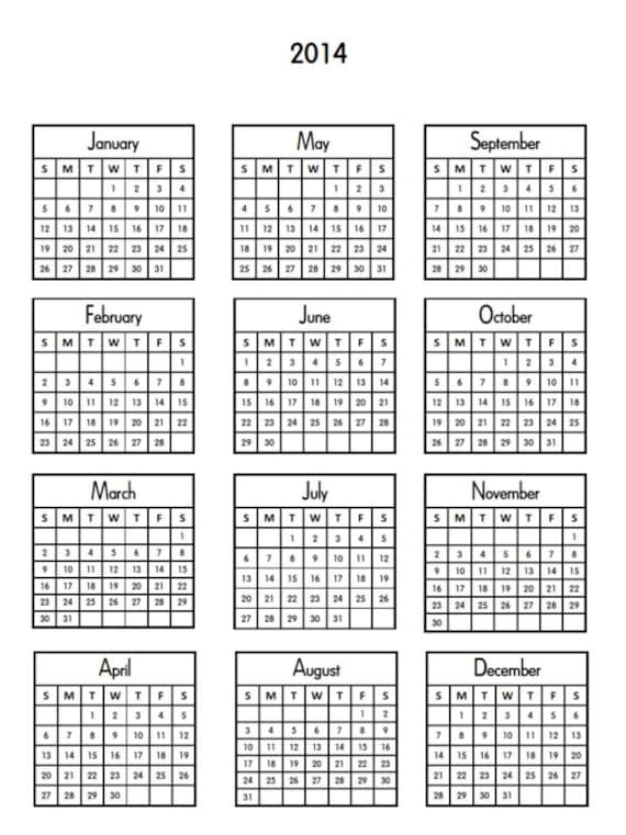 print mini calendar