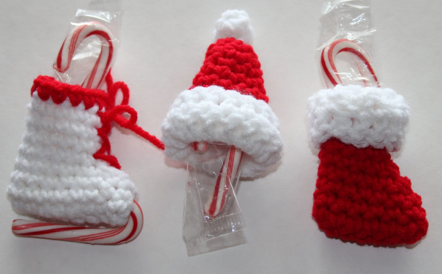 Mini Candy Cane Holder Christmas Ornaments Crochet Pattern