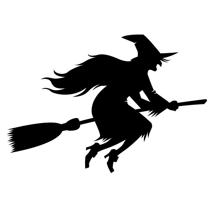Witch on a Broom Halloween Themed Decal 5.5 wide by WilsonGraphics