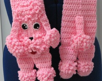 Crochet Pattern - Pink Poodle Scarf Pattern - Poodle Pattern - Men's Scarf - Women's Scarves - Dog Theme Gifts - Animal Scarf - Crochet Dog