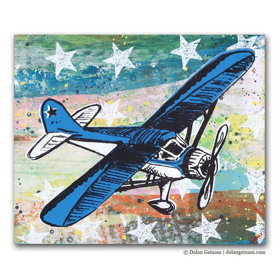 Patriotic Airplane Art / Boys Room Wall Decor / 10 by dolangeiman