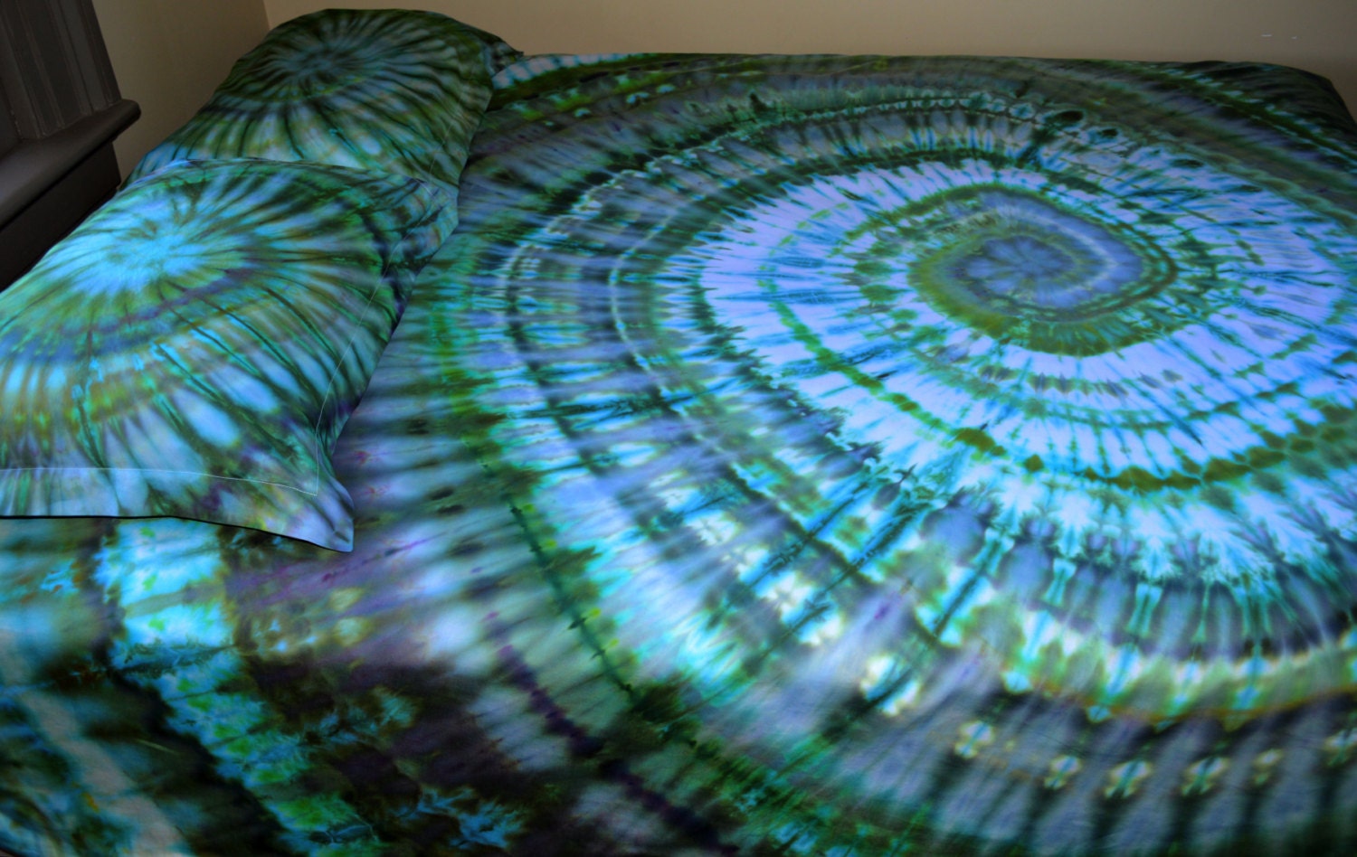 Hand Dyed Queen Duvet Cover In Earthy Tie Dye Colors