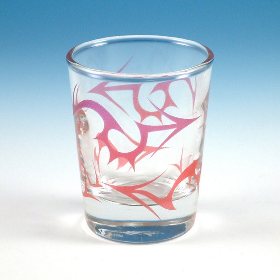 Tribal Arrows Shot Glass Inlaid Style Etched and Painted