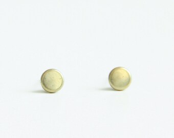 5mm Mini Disc Geometric Matte Shiny Gold Flat Metal Stud Earrings. Surgical Steel Earrings Post. Gift for Her. Gift for Him