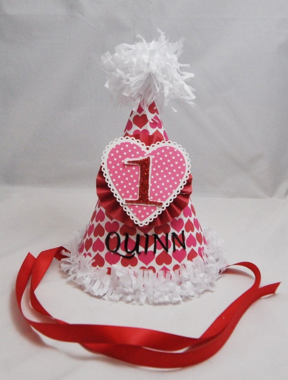 Heart Party Hat - Valentine's 1st Birthday Girl Il_570xn