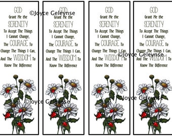 Printable Bookmarks Hand Drawn Poppies Serenity Prayer
