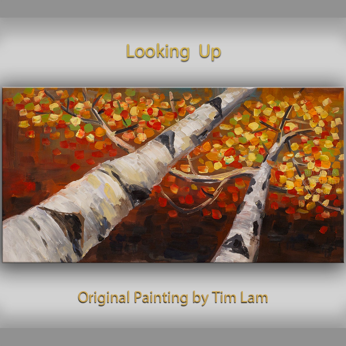 Large landscape painting modern art impasto texture on canvas