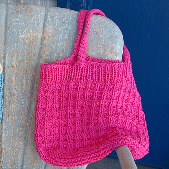 Pattern for Knit Shopping Tote Bag Hand Knit Pattern Purse Bag