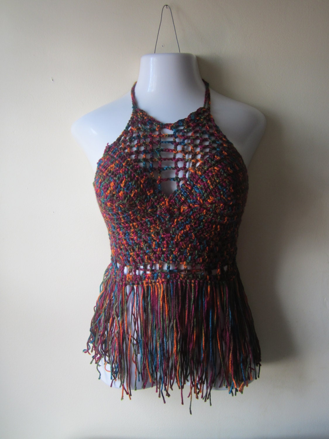 gypsy halter top festival fringe top halter top fringe