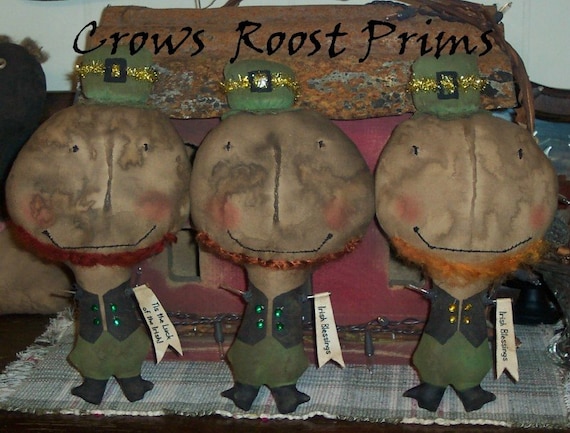 Leprechaun  Primitive St. Patty's Day  doll 171e Crows Roost Prims epattern Immediate Download