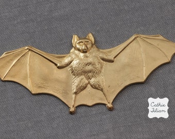 Halloween Bat Brass Stampings - metal findings - embellishment, scrapbooking, jewelry design, altered art, collage