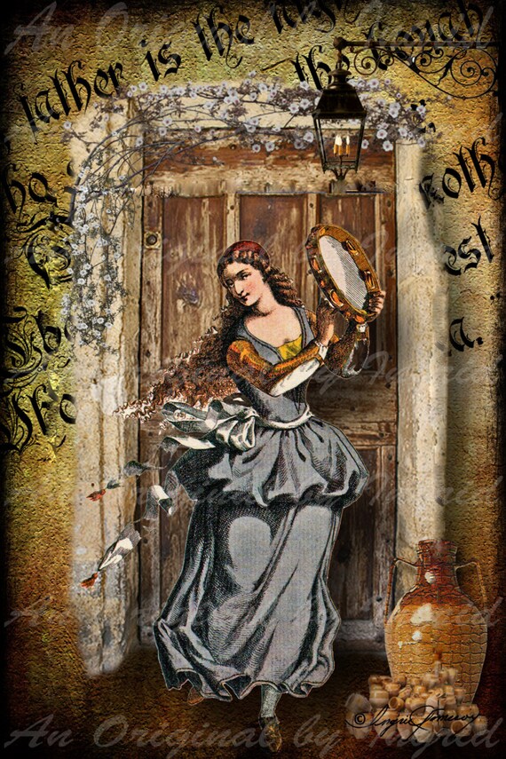 Gypsy Dance Digital Collage Greeting Card (Suitable for Framing)