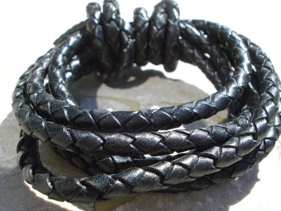 Cordon Tressé Simili-cuir Noir - 8mm D'épaisseur X 1m De Long - Pour Bricolage & Création