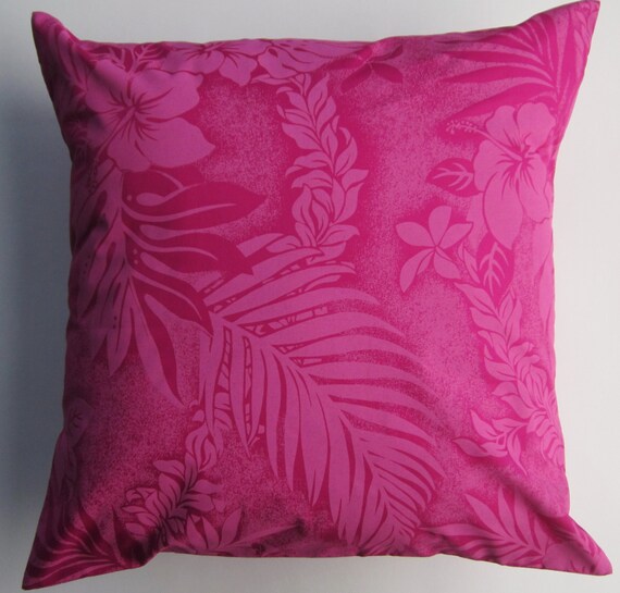 Pink Throw Pillow Cover Dark Pink Tropical Cushion Cover