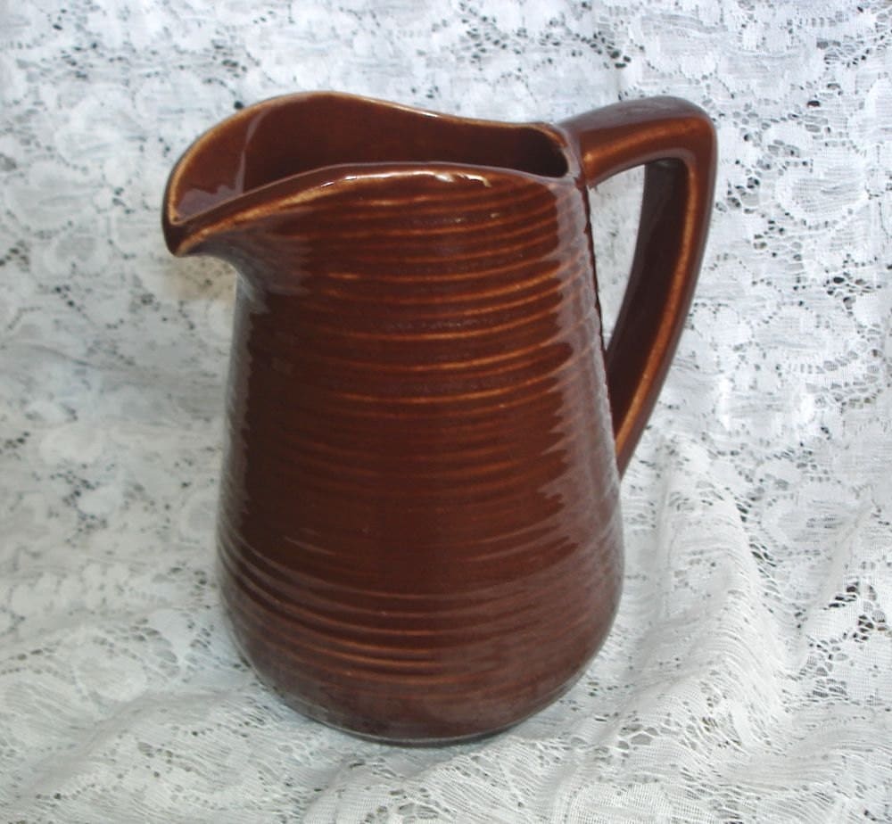 Vintage McCoy Brown Ringware Pottery Pitcher Small Milk