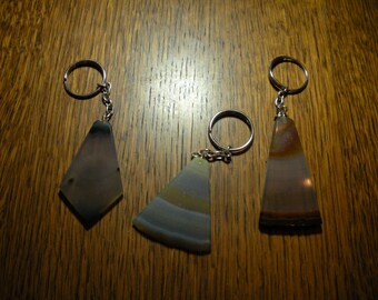3 Cut and Polished Agate Key Rings