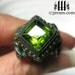 RESERVED Victorian Cocktail Ring Gothic Green Peridot Band Dark Brass Raven Love Size 8
