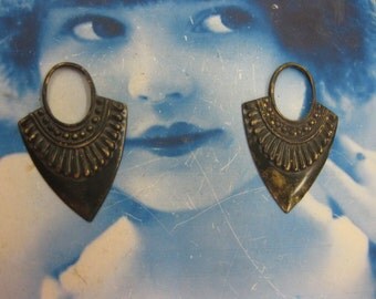 Hand Aged Oxidized Patina Brass Ornamental Drop 501HOX x2