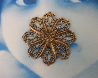 Copper Ox Plated Floral 35mm Filigree 870COP x2