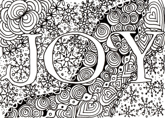 Printable DIY Zendoodle JOY card 5x7 pdf from Kauai Hawaii