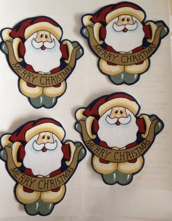 Merry Christmas Santas -Iron On Fabric Appliques