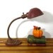 Vintage Industrial Gooseneck Lamp Dark Red cast iron base Boardwalk Empire Art Deco 20s 30s