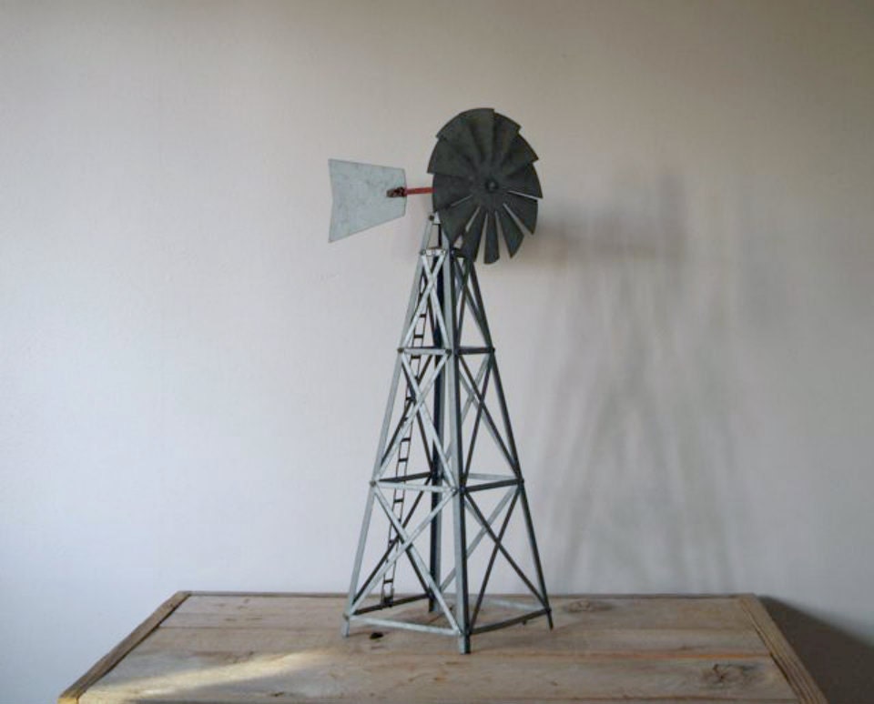 Vintage Galvanized Metal Windmill Vintage Home Decor