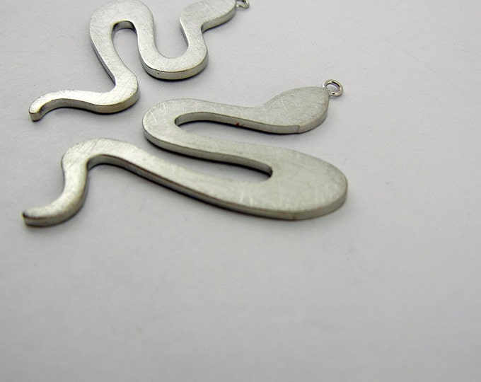 Pair of Abstract Brushed Silver-tone Snake Charms