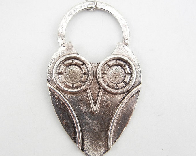 Antique Silver-tone Owl Lock Shaped Pendant