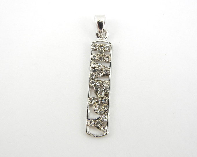 Silver-tone Rhinestone Happy Word Pendant