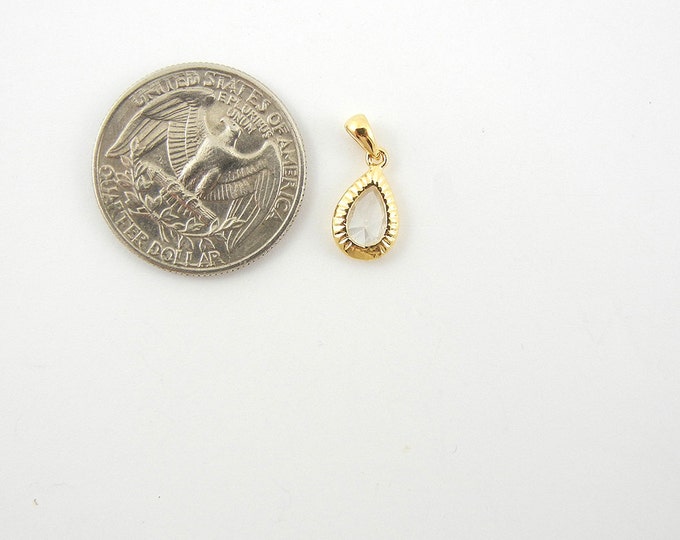 Tiny Teardrop Shaped Cubic Zirconia Pendant