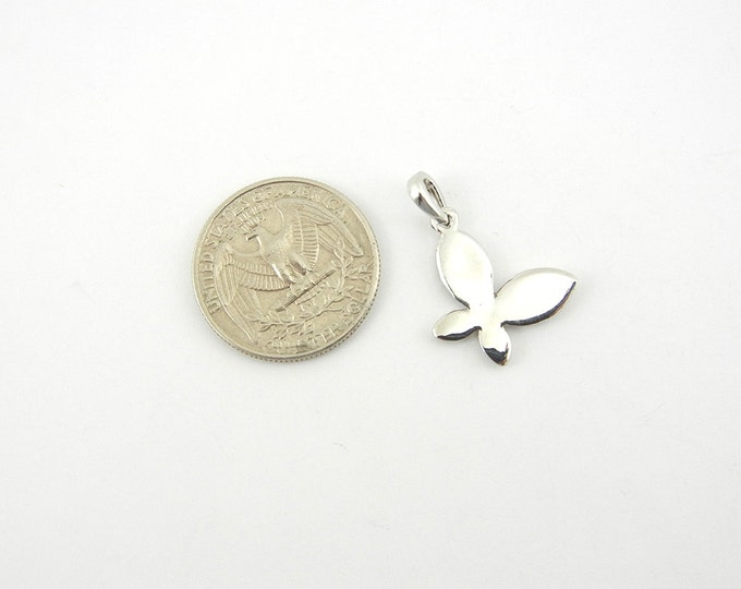 Small Silver-tone Rhinestone Butterfly Pendant