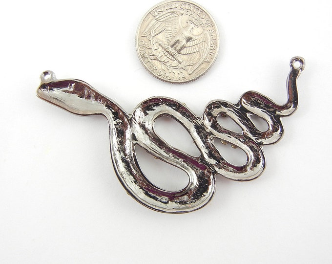 Double Link Hematite-tone Curled Snake with Rhinestone