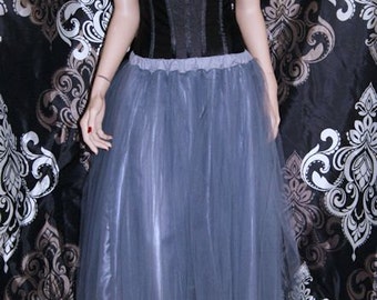 Formal Silver Colored Floor Length Tulle Skirt Adult All Sizes MTcoffinz