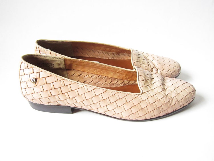 tan woven flats