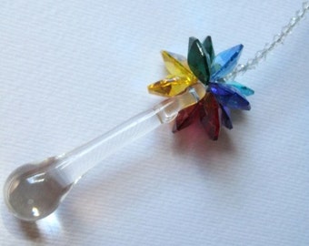 Swarovski Crystal Raindrop Rainbow Suncatcher-Car Charm FREE Shipping to US