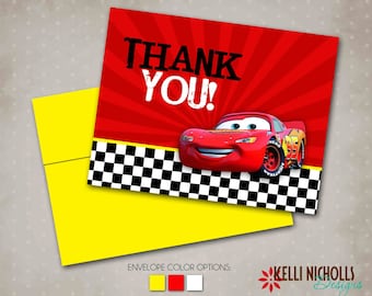 Cars Thank You Cards, Thank You Notes, Lightning McQueen