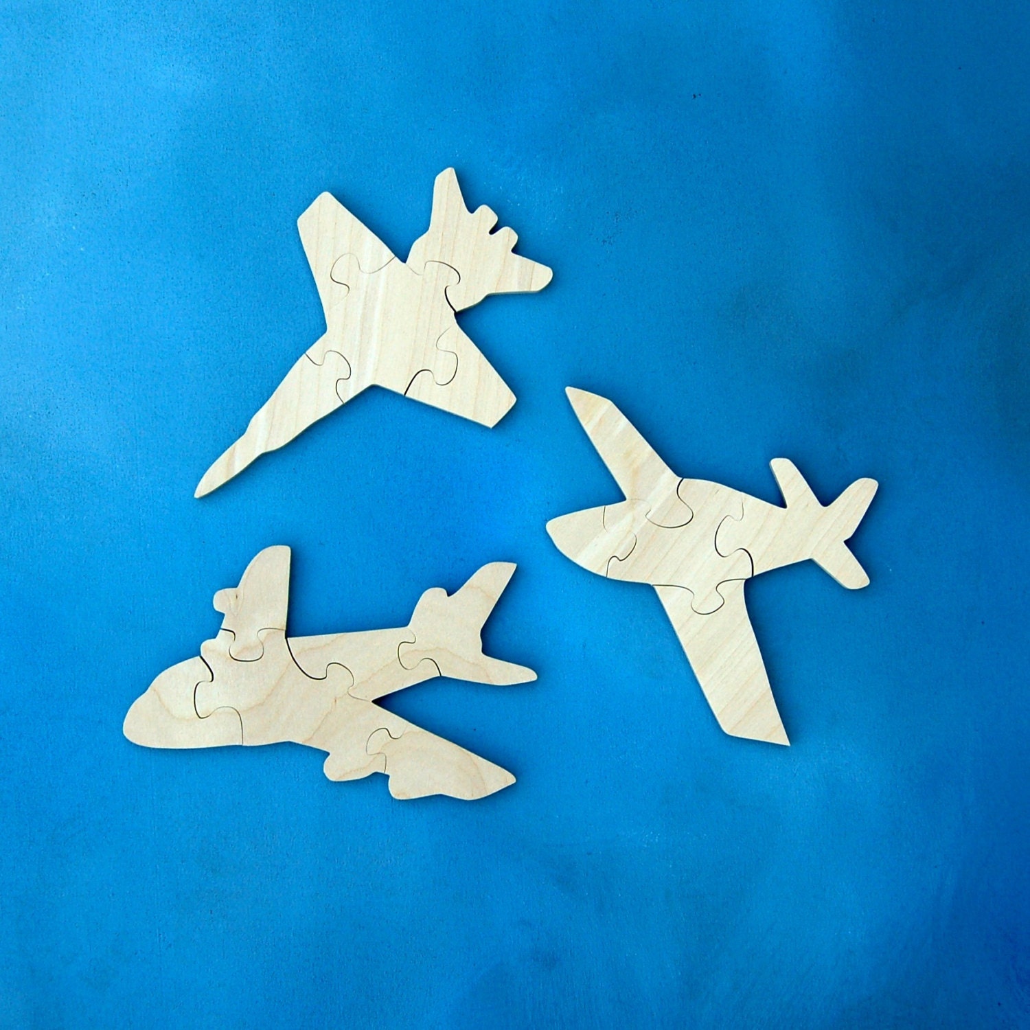 Childrens Wood Puzzles  Set of 3 Kids Wooden Airplane  Toy