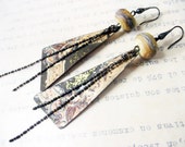 Soil and Seed. Rustic Gypsy salvaged tin earrings with ivory lampwork.