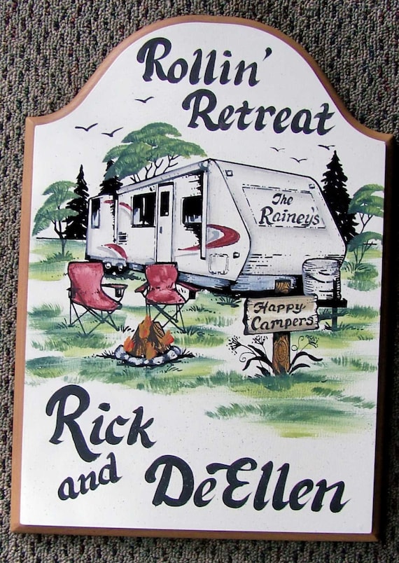 Travel Trailer RV Camper PERSONALIZED Camping Sign