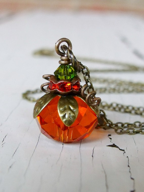 Pumpkin Necklace, Fall Jewelry, Autumn Jewelry, Fall Necklace, Orange Pumpkin Necklace, Halloween Jewelry