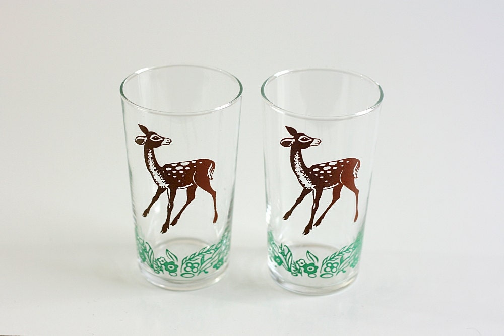 Vintage Libbey Deer Glasses 3179