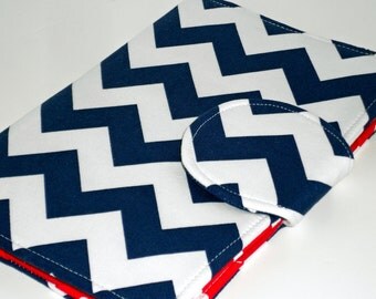 Kindle Cover Nook Cover Kobo Cover Navy Chevron Cardinal Red interior eReader Cover
