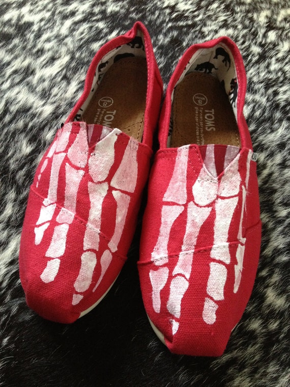 Toms style hand stenciled skeleton shoes in womens and mens