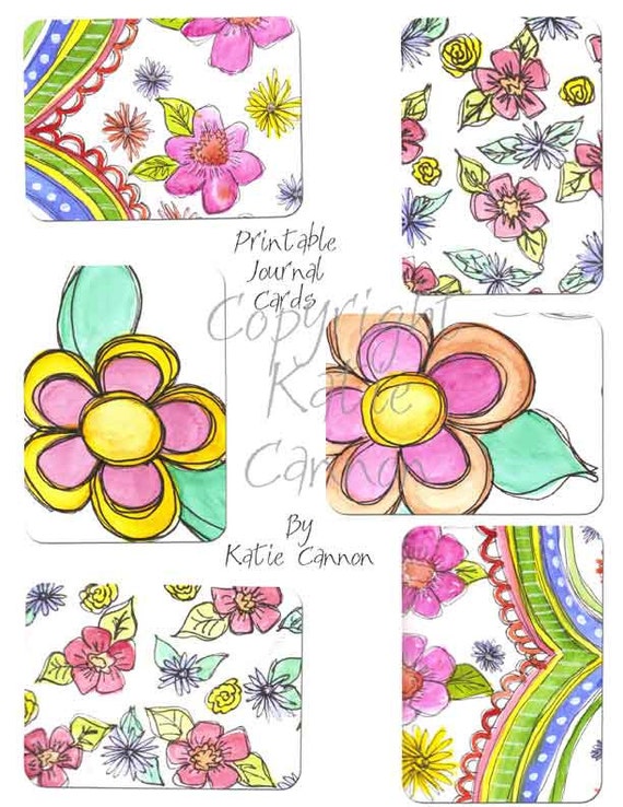 items-similar-to-watercolor-flowers-journal-cards-project-365-project