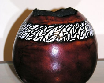 Gourd Art - "Zebra Trimmed"