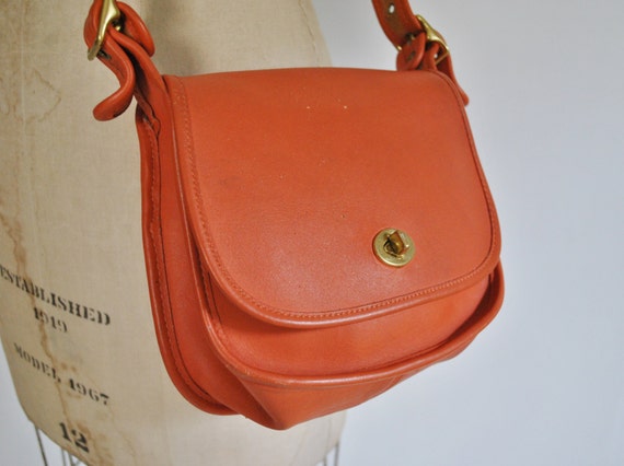 Orange Coach Bag Purse / leather messenger Satchel