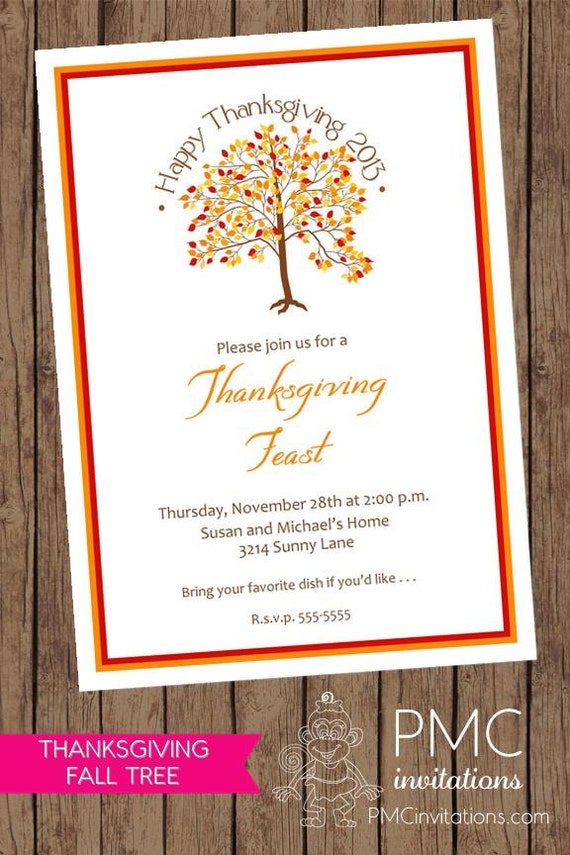 Fall Thanksgiving Dinner Party Invitations - 1.00 each with envelope Il_570xn