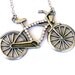 Silver bicycle necklace, rhinestone studded, very large statement necklace